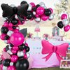 Happy Birthday Balloons Black & Hot Pink for Kids and Adults Birthday Party Decorations Supplies (Hot Pink Set)