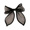 LINAYOHA 1Pcs Black Mesh Tulle Rhinestone Hair Bow Clip with Long Tail for Girls Women Hair Bow pins Barrette Hairgrips Styling Princess Birthday Parties Holiday Bowknot Hair Accessories Gift