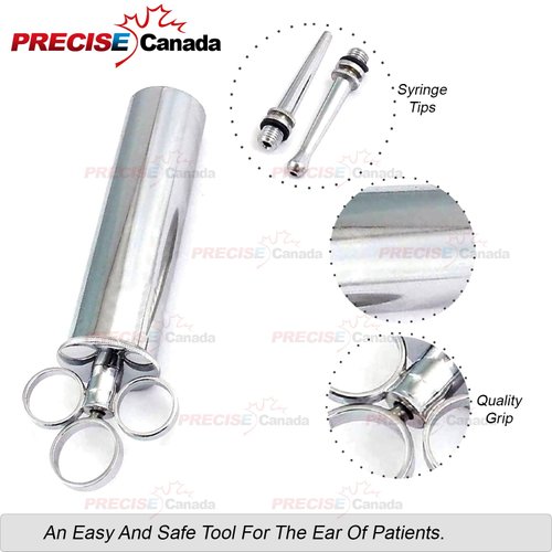 PRECISE CANADA: Ear Wax Removal Syringe 4 OZ - Brass with Chrome Finish New
