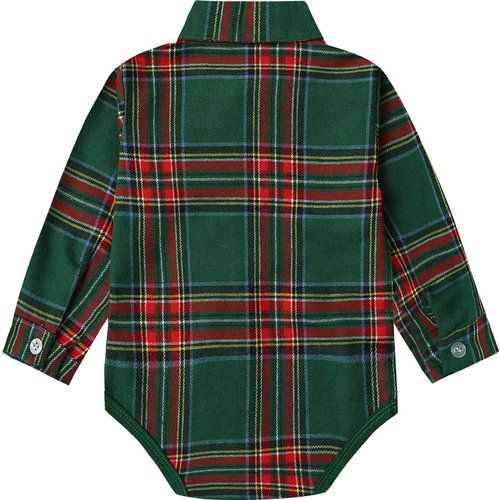 A&J DESIGN Infant Baby Boy Flannel Buffalo Dress Shirt Gentlemen Tartan Bodysuit Long Sleeve One Piece Formal Rompers 3-6 Months Plaid Green