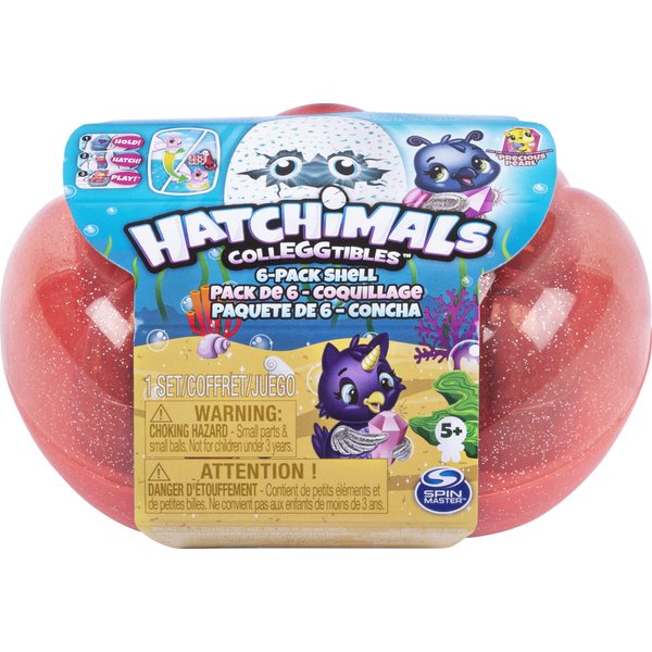 HATCHIMALS CollEGGtibles, Mermal Magic 6-Pack Shell Carrying Case with Season 5 CollEGGtibles, for Kids Aged 5 and Up