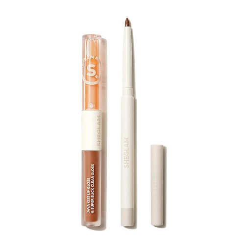 SHEGLAM Soft 90'S Glam 3-In-1 Lip Liner Moisturizing Plant Extracts Long Lasting Liquid Lipstick Plumping Lip Gloss Makeup Set - Moody Taupe