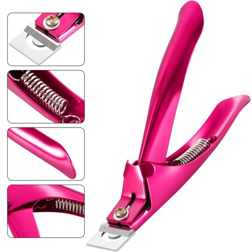 3 Pieces False Nail Clipper Acrylic Nail Tips Cutter Rustproof Stainless Steel Nails Clipper Kit Nail Trimmer Manicure Tool for Artificial Gel Acrylic Nail (Rose Red, Purple, Black)