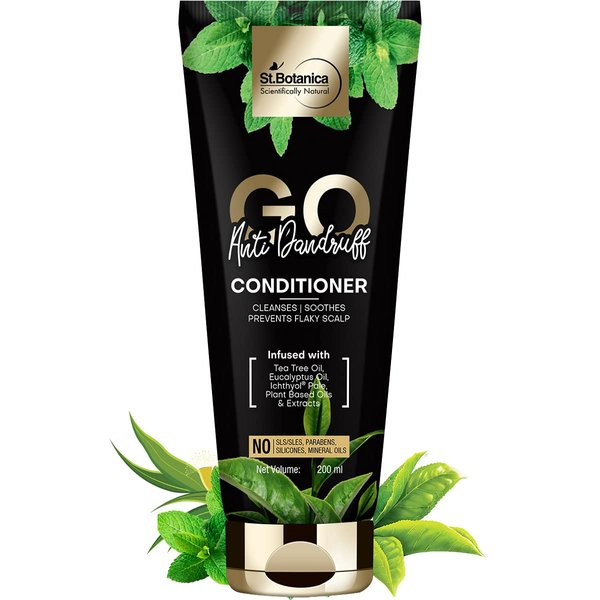 StBotanica GO Anti-Dandruff Hair Conditioner - With Ichthyol Pale, Tea Tree, Eucalyptus Oil, Plant Based Extracts, No SLS/Sulphate, Paraben, Silicones, Colors, 200ml