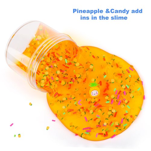 Big Golden Clear Crunchy Slime Pack, Crystal Slime Kit for Kids, Soft Non-Sticky with Honey Scented, Nice Birthday Gift Party Favors for Girls Boys(7oz 200ml)