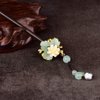 Lurrose Hairpin Wooden Hair Stick Retro Chinese Resin Flower Tassel Classical Feminine Temperament Bride Kimono Hair Accessories Kanzashi Hair Ornament Decor