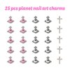 25 PCS Planet Nail Art Charms White Pink Nail Charms 3D Cross Nail Art Supplies with Rhinestones Saturn Shape Design Nail Gems Shiny Nail jewelry Acrylic Nail Accessories for Women Nail Decorations