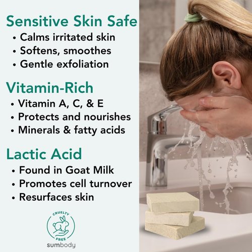 Natural Soap Bars for Face, Probiotic Goat Milk, Vitamin AC D & E Age Defying, Acne Sensitive Skin, Smooths, Dark Spots Natural Handmade Soap All Skin Types, Sensitive Skin, Cruelty Free, Men Women