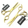5.5 Inches Hair Cutting Scissors Set with Razor Combs Lether Scissors Case,Hair Cutting Shears Hair Thinning Shears for Personal and Professional (Gold)