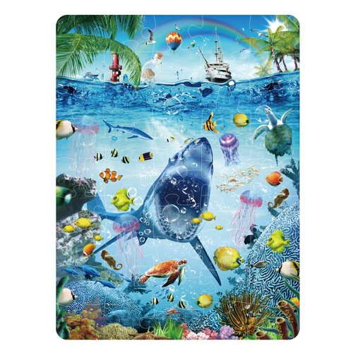 MINIWHALE Kids Puzzle for Kids Ages 4-8 Ocean Floor Puzzle/Underwater Shark Pattern Design Puzzle/Raising Children Recognition Promotes Hand-Eye Coordination (Glow in The Dark, 46Pcs, 24x18in)
