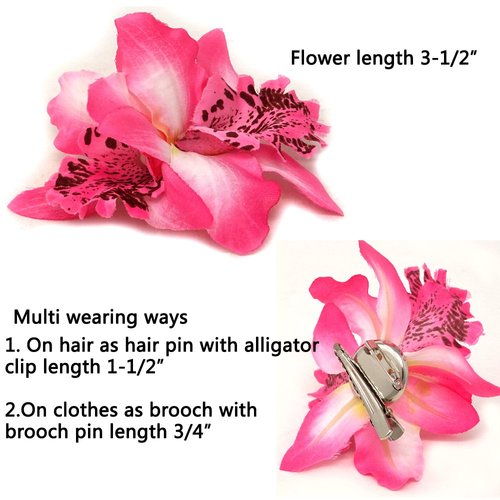 yueton Pack of 6 brooch Women's Orchid Hair Clip Flower Hair Pin Bobby Pin Bridal Party Hair Decor Accessories