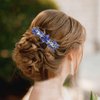 Crystal Hair Barrettes, Rhinestone Flower Hairpins Hair Clips, Sparkly Austrian Hairgrip Hair Headwear Accessories for Women Girls (Blue)