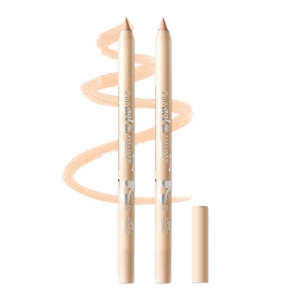 AIUEO Nude Eyeliner 2PCS Gel Eyeliner Pencil Long-lasting Waterproof Eyeliner Smooth Eye Liner Pencils Eye Makeup,delineador de ojos contra el agua -03 Nude