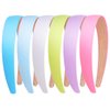 AlamnoFu 6pcs Wide Satin No Slip Headbands for Girls 1.18inches Candy Color DIY Craft Headbands for Gift(Purple Blue Pink)
