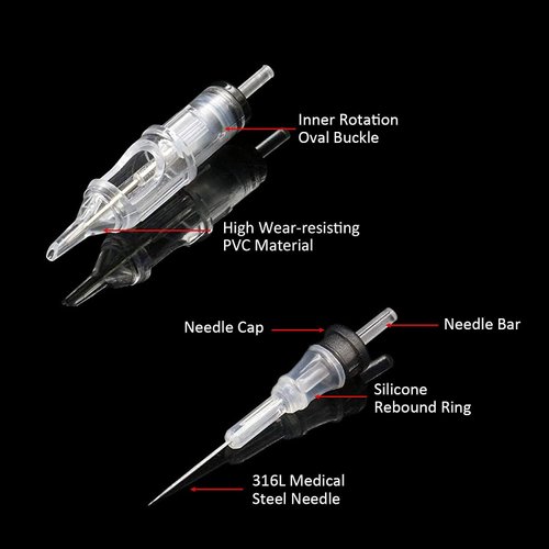 Emalla Tattoo Cartridge Needles - 60Pcs Mixed Size #10 3RL 5RL 7RL 9RL 11RL 14RL #12 5RM 7RM 9RM 11RM 13RM 15RM Round Line Magnum Tattoo Machine Needle Standard Cartridge Needles for Tattoo Kit