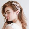 Jeairts Rhinestone Wedding Hair Comb Leaf Bridal Hair Pieces Flower Bride Headpiece Glitter Crystal Hair Accessories for Women and Girls (B-Rose Gold)