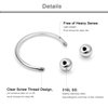 Yaalozei 20G 8mm Septum Rings Piercing Jewelry Stainless Surgical Steel Horseshoe Septum Nose Hoop Eyebrow Lip Ring Cartilage Helix Hook Rook Earrings Hoop Smiley Piercing Jewelry Men Women 20 Gauge