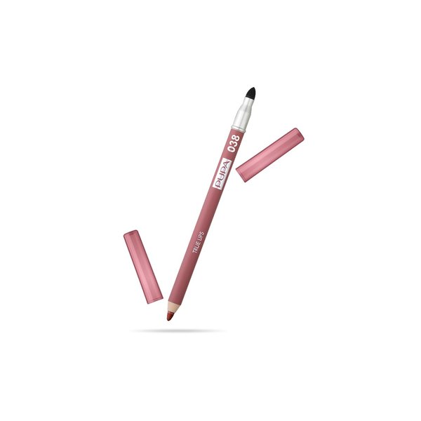 Pupa Milano True Lips Blendable Lip Liner - Dual-Ended Matte Lining Color and Brush - Light and Creamy, Hydrating, High Pigment, Smudge Proof Formula - Paraben Free - 038 Rose Nude - 0.042 oz