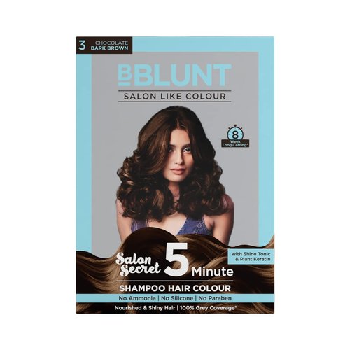 BBLUNT Chocolate Dark Brown 5 Minute Shampoo Hair Color for 100% Grey Coverage - 20ml X 5