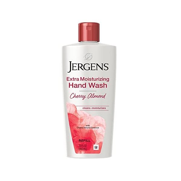 Jergens Extra Moisturizing Hand Soap, Liquid Hand Soap Refill Cherry Almond Scent, Hand Wash For Dry Hands, 15 Ounces