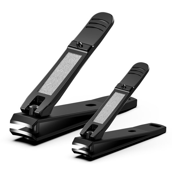 FERYES Elegant Nail Clippers 2-Piece Set - Toenail Clippers and Fingernail Clippers, Sharp Nail Cutters for Men and Women, Precision Grooming for Stunning Nails - Black
