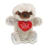 DolliBu I Love You Valentine Plush Sloth Hand Puppet - Cute Stuffed Animal with Red Heart and Name Personalization Gift for Valentines Day, Birthday, Anniversary - 9.5 Inches