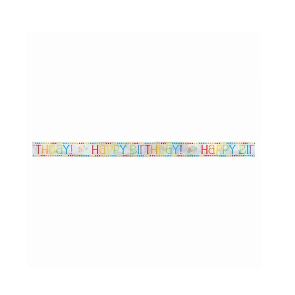 Foil Rainbow Birthday Banner (12 Ft) - 1 Count, Elegant & Vibrant Design, Premium Quality Party Banner For Parties & Events