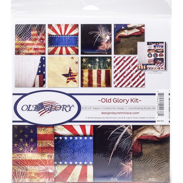 Reminisce Old Glory Scrapbook Collection Kit, Multi Color Palette, 12x12 inches