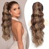 Hair Ponytail Extension 26" Claw Clip In Ponytail Hair Extensions Jaw Clip in Long Curly Wavy Pony Tails Hair Extension Natural Looking Synthetic Hair piece for Women Dark Brown To Blonde