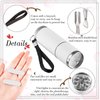 Mini UV LED Nail Lamp for Gel Nails with 9 LED and Nail Cuticle Pusher Portable Gel LED UV Nail Lamp Stainless Steel Manicure Tool with 2 Pieces Nail Files for Girl Woman Home (Silver)