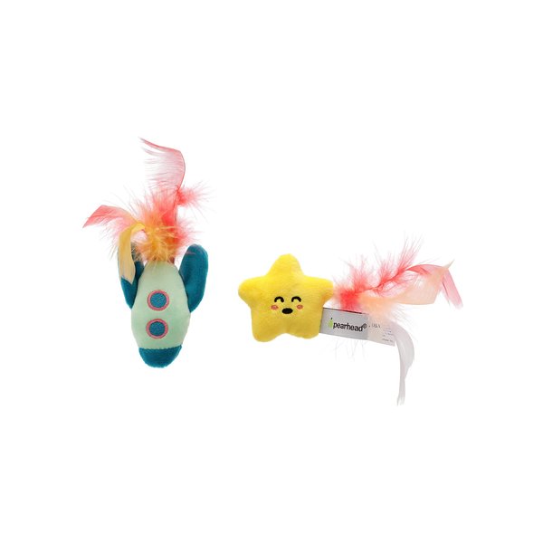 Pearhead Pawstronaut Cat Toy Set, Feather Teaser and Rattle Catnip Toy Set, Cat Owner Playtime Pet Accessory, Pet Toy, Cat Teaser Toys, Cat Owner Pet Toy Sets, Must Have Pet Accessories For Pet Owners