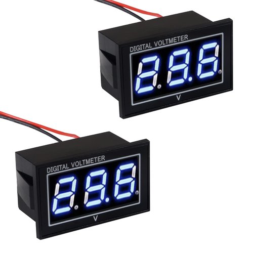 AEDIKO 2pcs Waterproof Battery Monitor DC 5-130V Digital Voltmeter Blue Digital Voltage Meter Battery Gauge for Golf Cart Car Boats Voltage Monitor