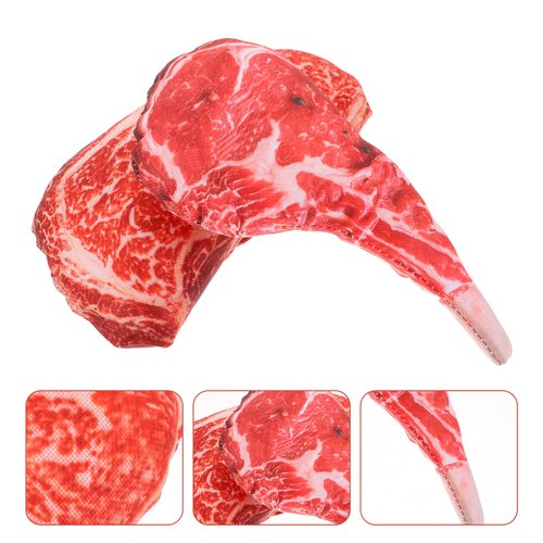 NUOBESTY 2Pcs Dog Chew Toys Dolls Artificial Steak Dog Squeaky Toy Plush Dog Toys Stuffed Dog Toy Puppy Molar Chew Squeeze Sound Toys for Training Cleaning Teeth