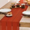 ZeeMart Macrame Style Boho Table Runner, Burnt Ochre Fall Table Runners 72 Inches Long, Farmhouse Woven Home Decor, 12x72 Inch, Dark Orange