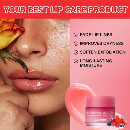 Tiejdhr Sleeping Lip Mask, Nourish & Hydrate Lip Mask With Vitamin E, Lip Balm Lip Skin Care, Hydrating & Moisturizing Reduce Lip Lines, Night Sleep Anti-chapped Lip Cream (02# Berry)