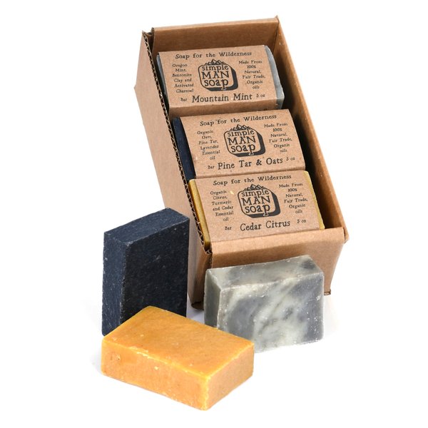 Bee The Light SimpleMan Soap Bar MIX(Pine Tar/Cedar Citrus/Mint)Men’s soap with Organic & Fair Trade Essential Oils-All Natural, Handmade Man Bath Soap Bars-Pack of Six 2.5 Ounce bars(15 Ounces Total)