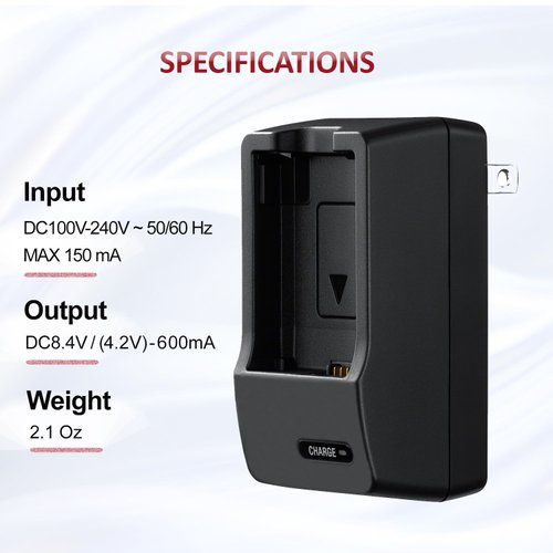 Battery Charger Compatible with Leica D-LUX (Typ 109). Universal Voltage (100-240V), Portable Compact Design, Flip Out Plug (Includes Car Charger)