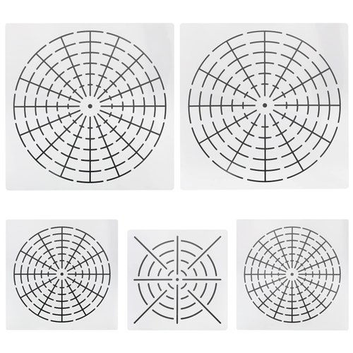 MTQY Plastic Mandala Stencils 5 in 1 Mandala Dot Painting Tool Kit 8/12/16 Segment Reusable Mandala Dotting Tool for DIY Painting Art Projects