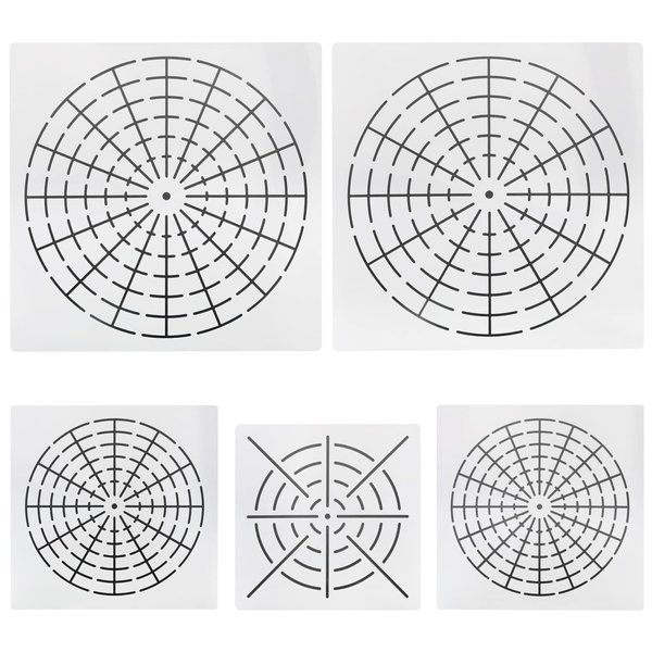 MTQY Plastic Mandala Stencils 5 in 1 Mandala Dot Painting Tool Kit 8/12/16 Segment Reusable Mandala Dotting Tool for DIY Painting Art Projects