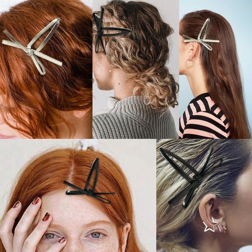 4 Pcs Black and Silver Snap Clips Bow Hair Clips Leather Barrette Party Festivals Hair Accessories MGPFERD