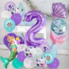 Mermaid Balloons Huge Number Balloons Printed Confetti Latex Marine Balloons for Mermaid 7th Birthday Party Decoration Supplies