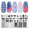 JERCLITY 6pcs 4th of July Nail Stamping Plates Independence Day Nail Stamping Kit Patriotic American Flag Stars Statue of Liberty Image Plates Nail Art Design Template Print Nail Stamper Kit for Women