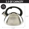 Primula Avalon Whistling Stovetop Tea Kettle Food Grade Wide Mouth, Fast to Boil, Cool Touch Handle, 2.5-Quart, Brushed Stainless Steel