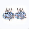 Janefashions 2Pcs Star Blue Austrian Rhinestone Cystal Hair Side Combs Barrette Clip B131b