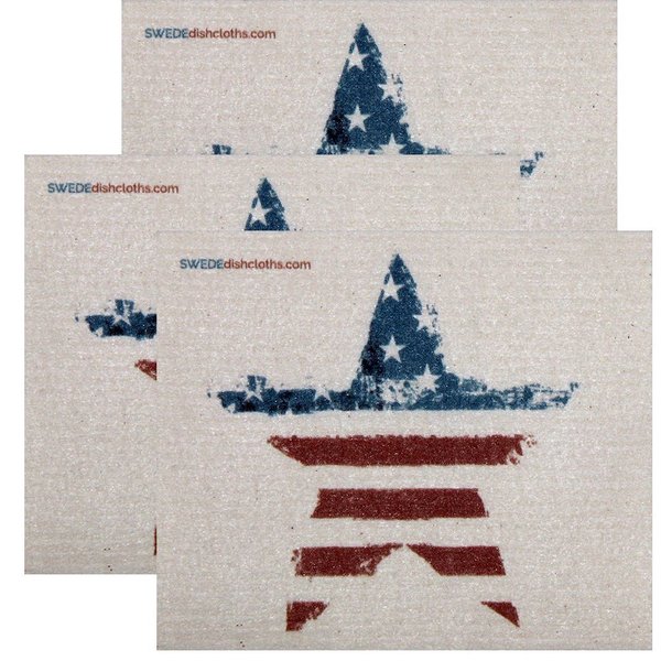 SWEDEdishcloths Swedish Dishcloth Set of 3 each Swedish Dishcloths American Star Design | Eco Friendly Cleaning Absorbent Cloth Eco Friendly Cleaning Wipes