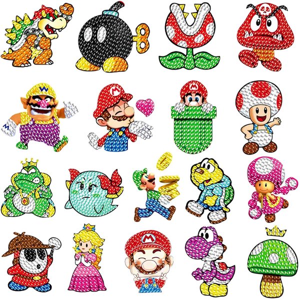 Diamond Art Stickers Kits for Kids Arts and Crafts for Kids 18 Pcs Diamond Art Stickers Art and Crafts for Kids Beginners 5D DIY Gifts Diamond Mosaic