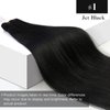 Sunny Black Sew in Hair Extensions 24inch Human Hair Weft Jet Black Hair Extensions Real Human Hair Sew in Black Weft Hair Extensions for Women Add Hair Length 100G