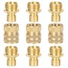 STYDDI Brass Garden Hose Quick Connect Fittings with Water Stop, Solid Brass Hose Quick-Connect Fittings with Auto Shut-off, 3/4 Inch GHT Thread Garden Hose Quick Connector Adapters, 3 Female + 6 Male