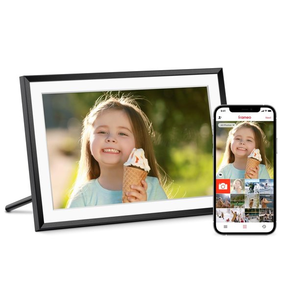 Eptusmey Digital Picture Frame：Built-in 32GB| Frameo WiFi Digital Photo Frame with 10.1" HD Touch Display, Send Pictures or Videos Remotely，Easy Setup，Great Gift| Classic Black