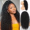 LEOSA Kinky Curly Ponytail Extension for Black Women Black Drawstring Ponytail Synthetic Long Afro Kinky Ponytail Extension Deep Curly Instant Clip Hair Ponytail 26inch